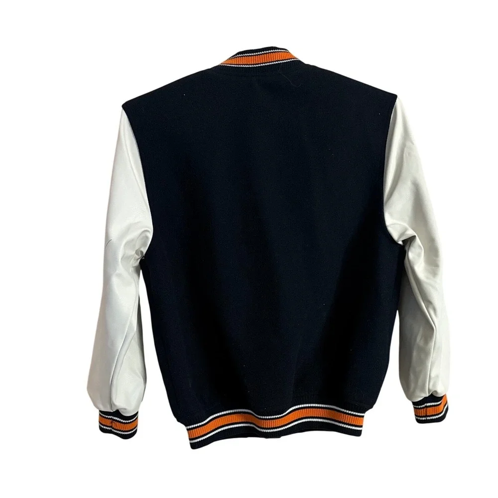 HM Stranger Things Hawkins High Varsity Jacket Navy Blue White Orange Large H
